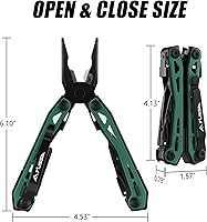 Vista 2 de FLISSA Alicates multiherramientas 16 en 1, regalos para hombres, multiherramienta EDC de acero inoxidable con cuchillo de bolsillo, clip