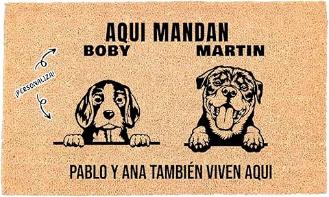 LUCA HOME - Felpudo Entrada casa Personalizados - Felpudo 2 Mascotas - Original y Divertido - Decoración hogar - Regalos Originales - Alfombra 33x60cm