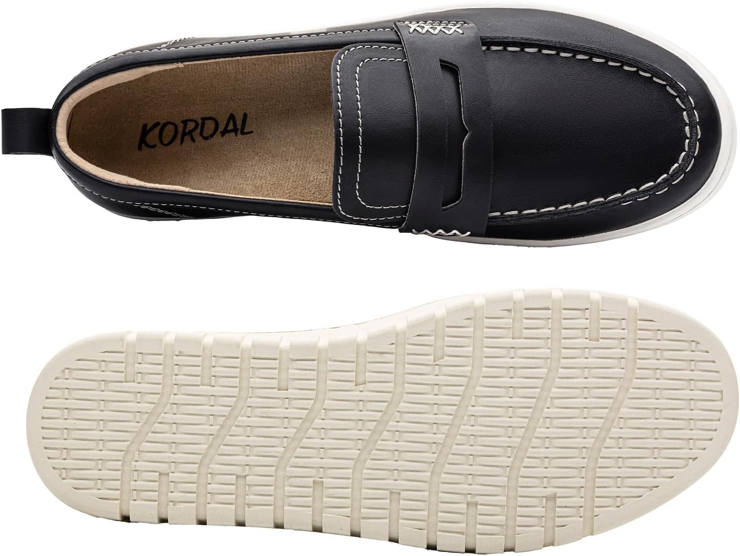 KORDAL Women's Comfortable Classic Penny Loafers Leather Sneakers Casual Slip On Dress Shoes Office Work Everyday Walking Flats Driving Shoes for Women - Image 9