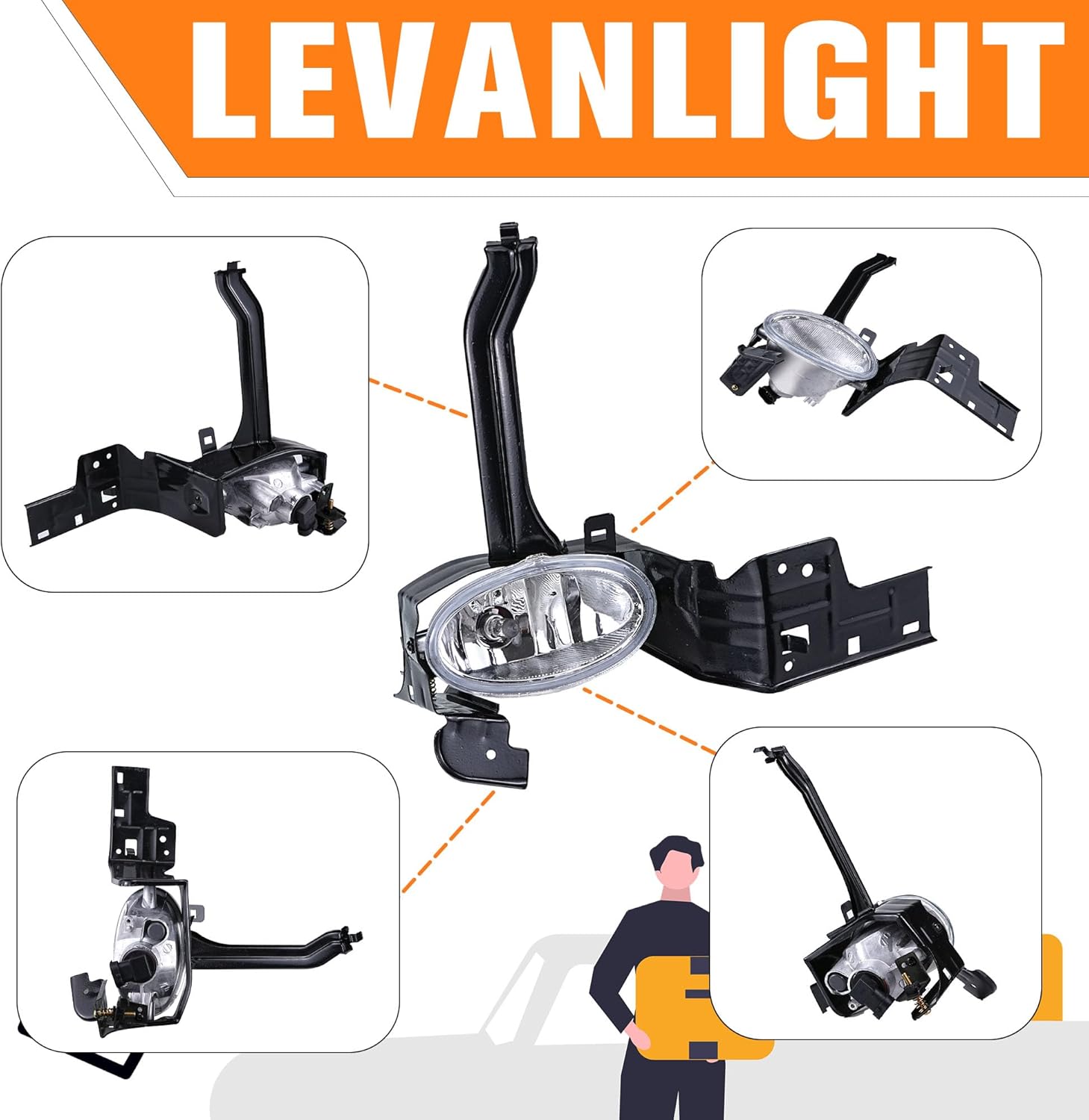 Fog Lights Assembly For 2008-2010 Honda Accord Sedan |Driving Fog Lights Lamps Clear Lens | With H11 12V 35W Halogen Bulbs & Wiring Harness Kit