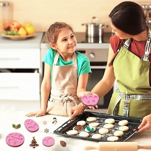 Miniatura 4 de Muyulin Moldes de silicona de hoja de acebo, 4 paquetes de conos de pino de Navidad, moldes de fondant para decoración de pasteles de Navidad,