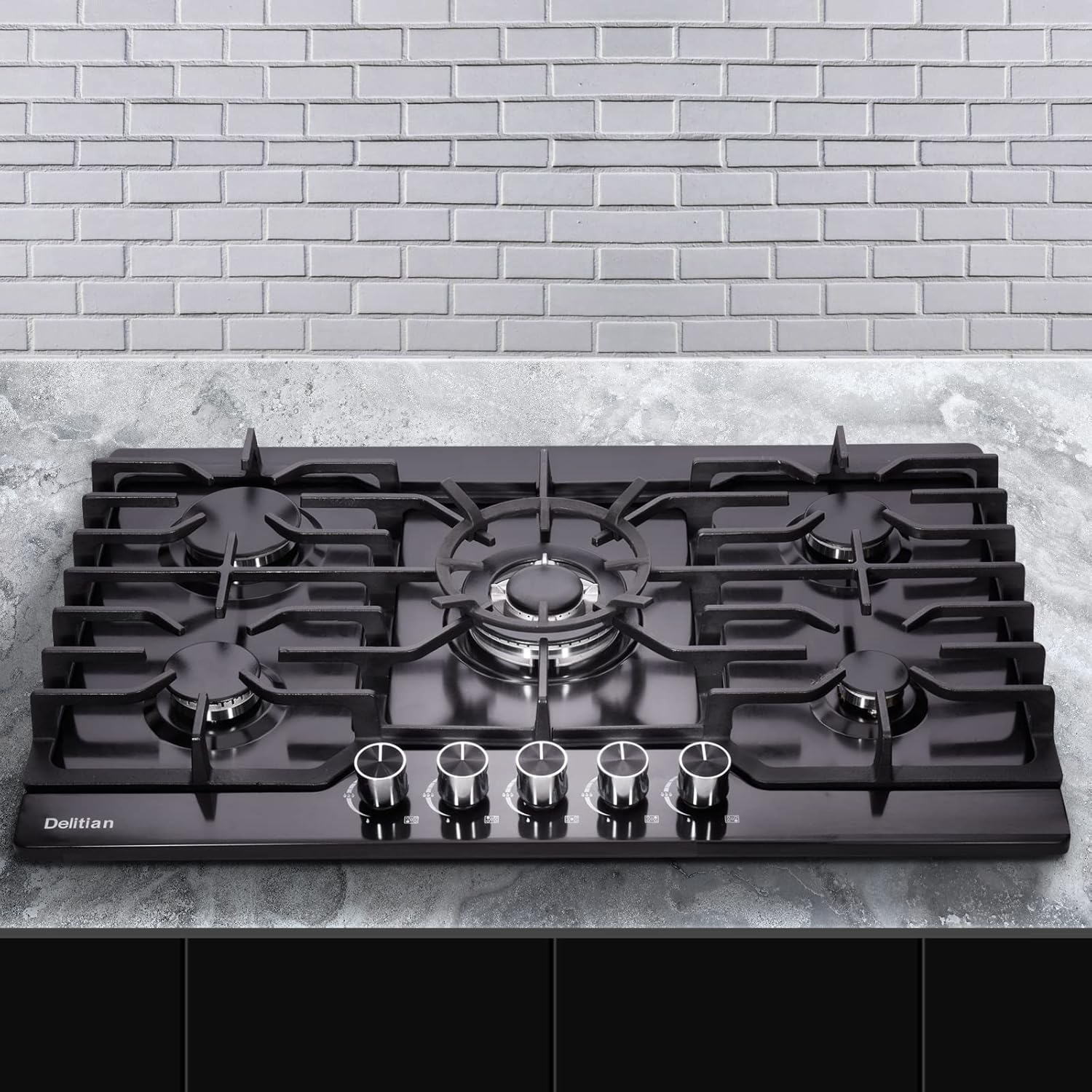 30 Inch Gas Cooktop DT5711B Stainless Steel 5 Burner Gas Cooktop LPG/NG Convertible Gas Stovetop Thermocouple Protection Gas Cooktop : Appliances