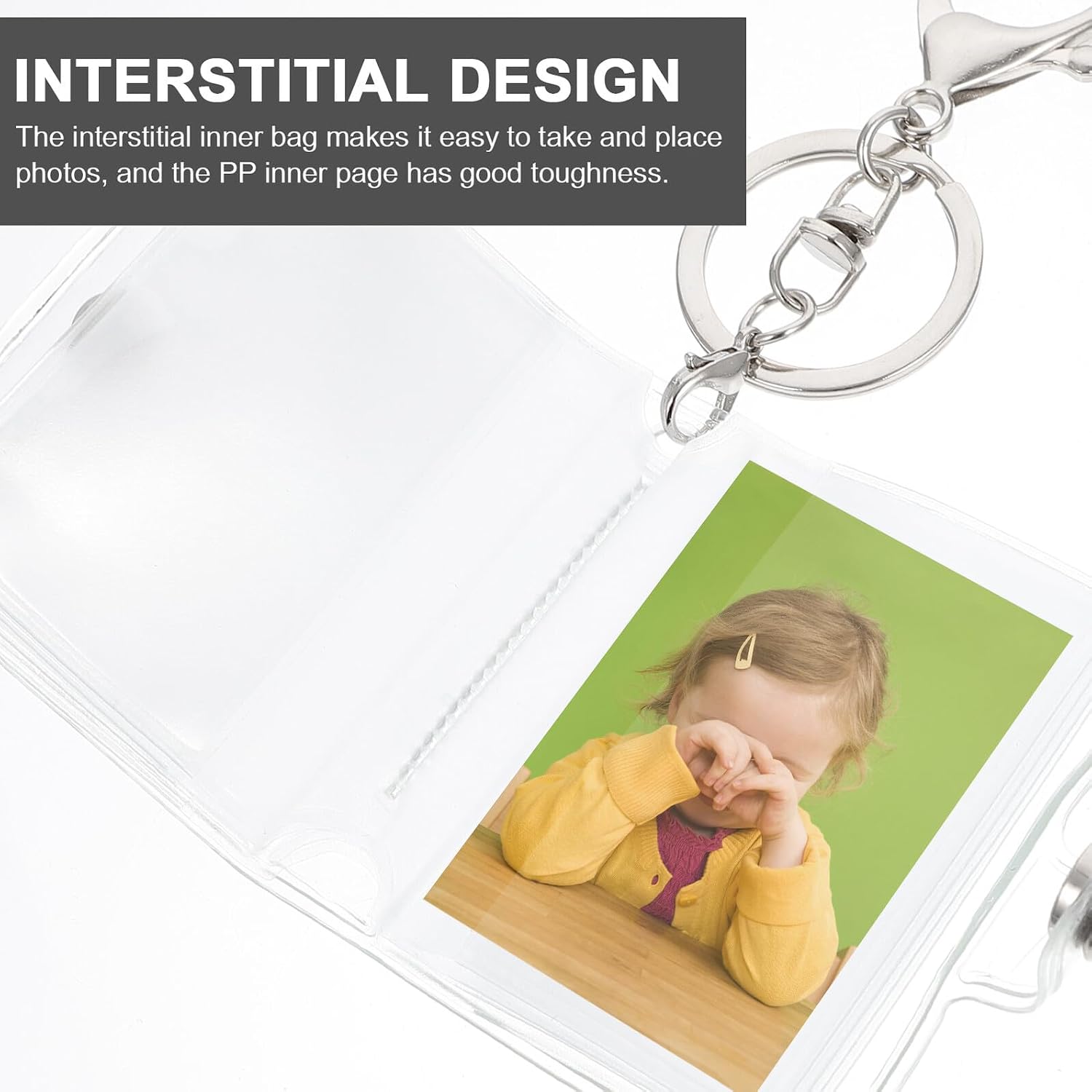 Mini Photo Album Key Chain 2pcs 1-inch 2-inch Pocket Photo Holder Portable Picture Frame Keyring for Travel