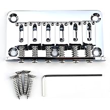 10.5mm 6 String Fixed Bridge Zinc Alloy Saddle Steel Baseplate Electric Guitar Hardtail Bridge Compatible with Fender Telecaster Tele Strat ST Electric Guitar Replacement PartsChrome