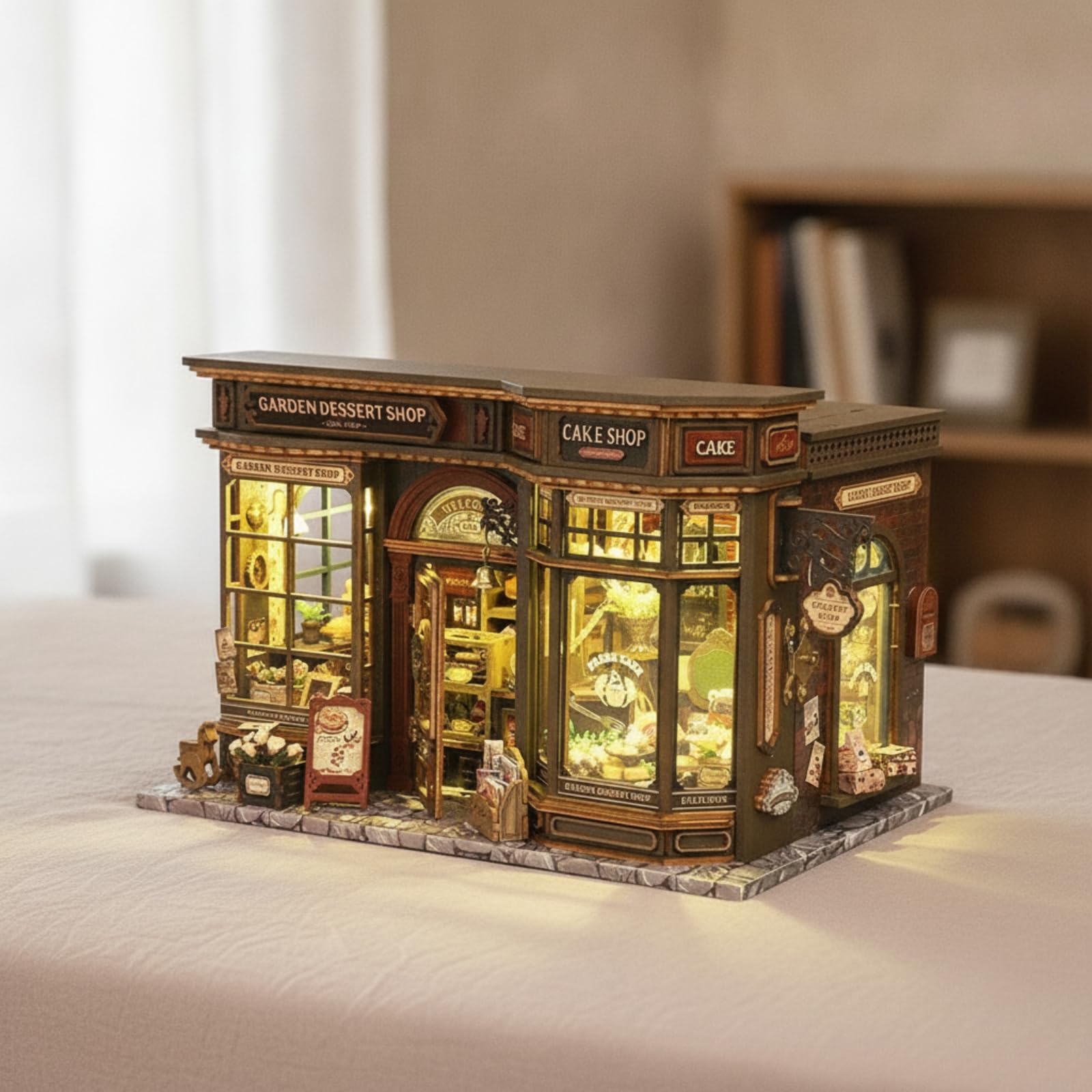Scène de jardin miniature | Créatif, maquette de magasin de desserts avec boîte baría, éducatif, assemblage d'une tente douce en miniature