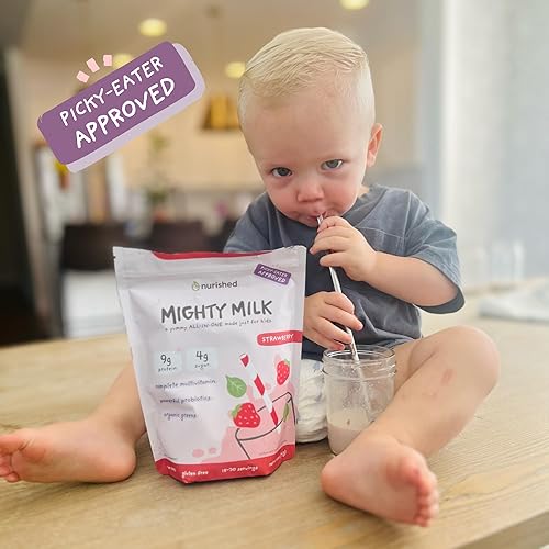 Miniatura 6 de Mighty Strawberry Milk - Proteína diaria todo en uno para niños en polvo y multivitamínico potenciado con 2 mil millones de probióticos y espinacas