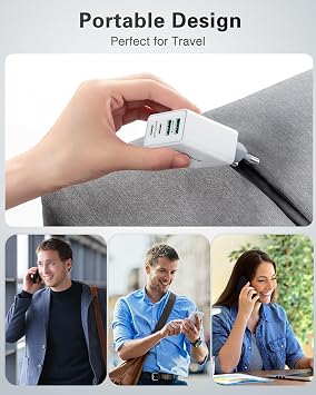 USB C charger 40w 4 ports fast charger multiple plug with power adapter fast charger power supply for iPhone 17 16 15 14 13 12 11 per max iPad Samsung cell phones