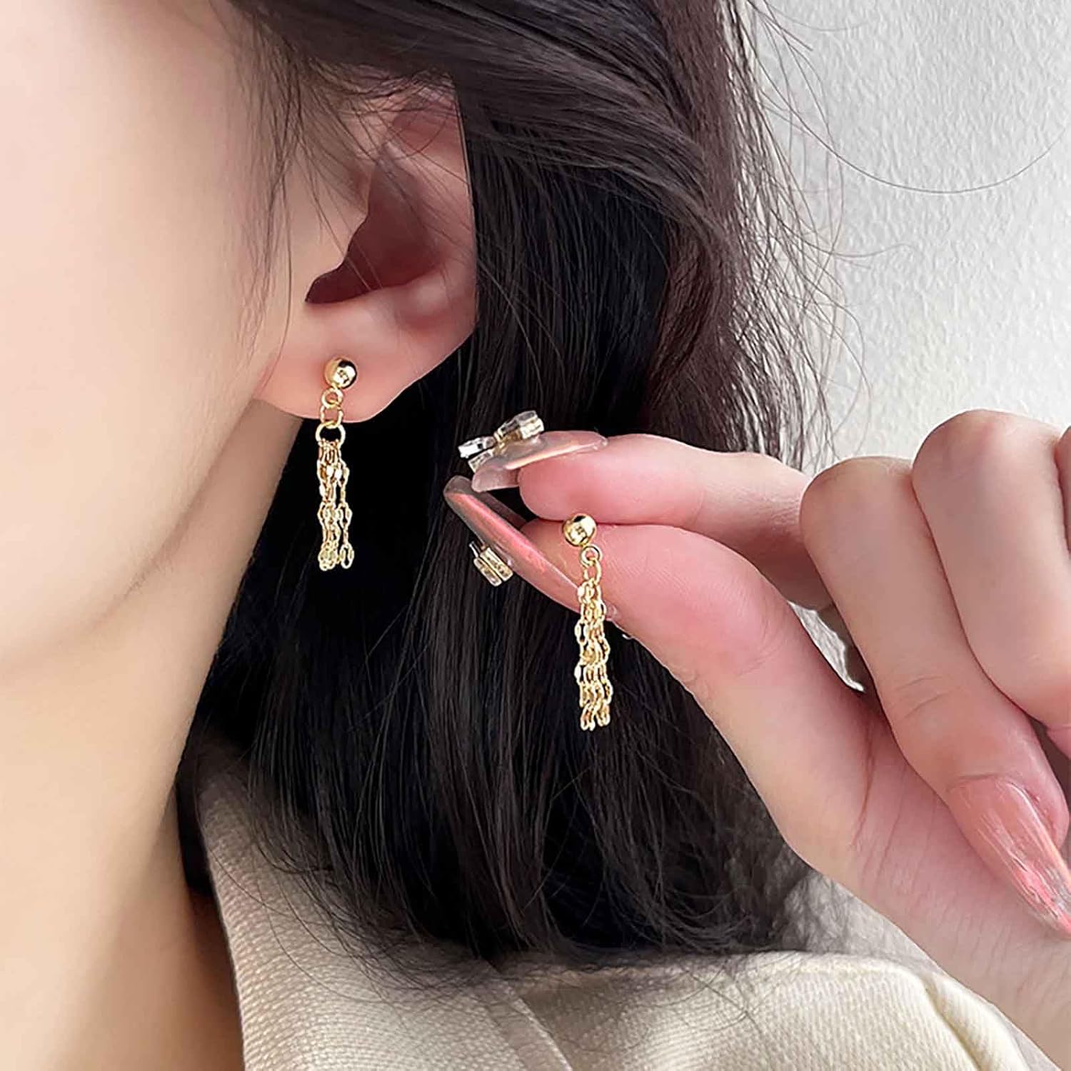 Bohemian Long Chain Tassel Dangle Earrings Gold Sequin Drop Chandelier Earrings Multi Fringe Linear Earring Vintage Small Round Ball Studs Statement Jewelry for Women - Image 5