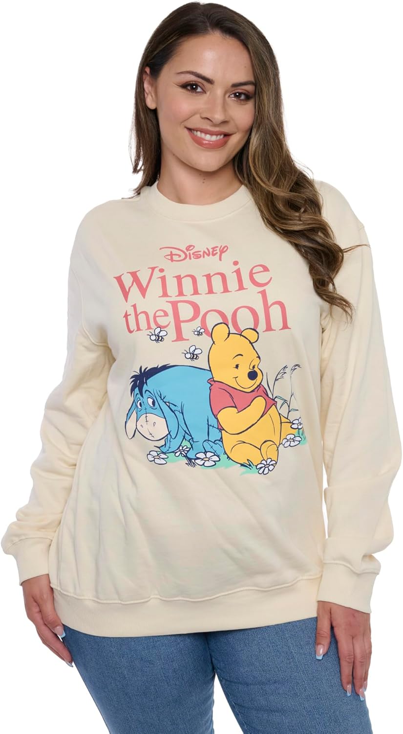 Disney Women Sweatshirt Pooh Eeyore Stitch Minnie Mouse Crewneck Pullover