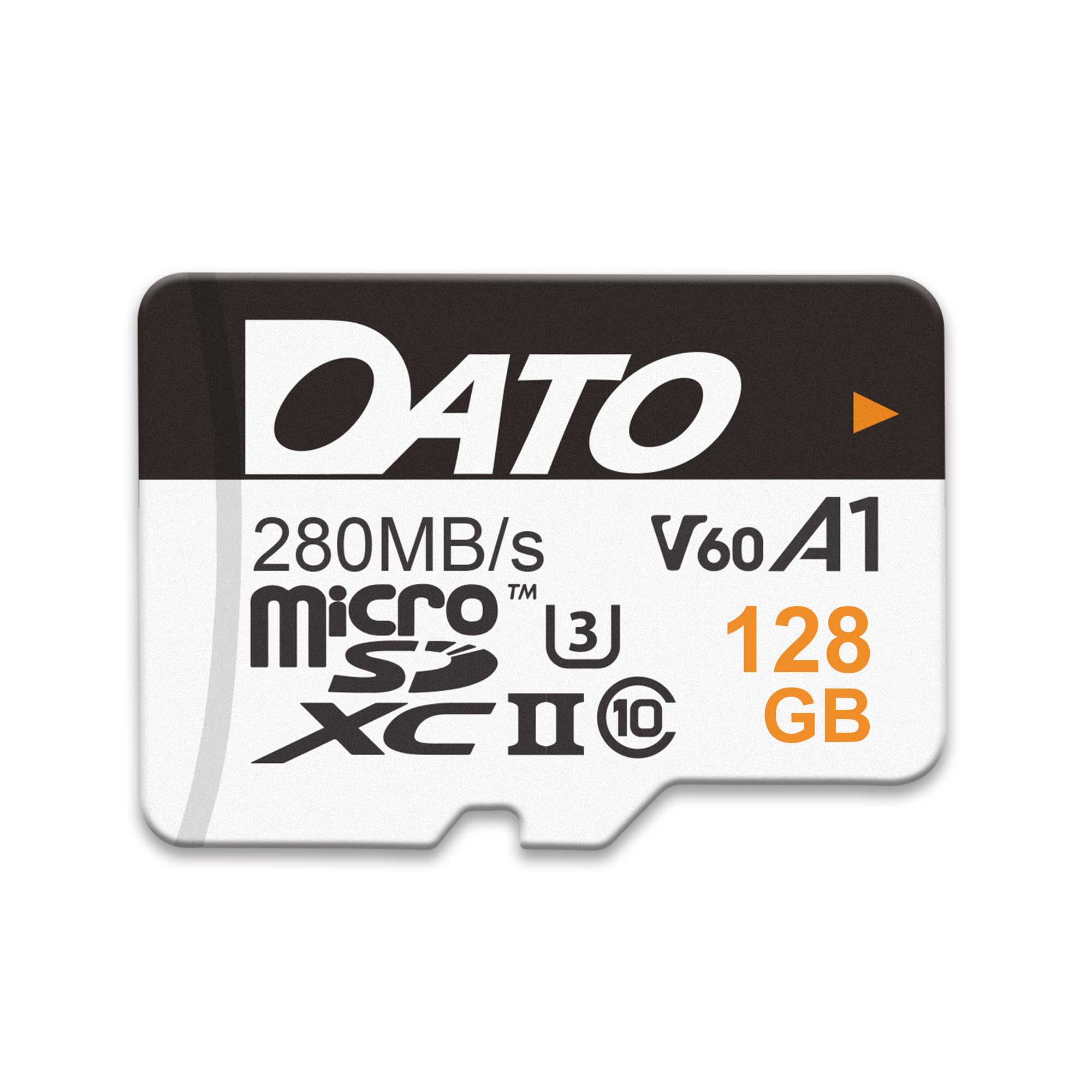 DATO 128GB Lightning microSD Card, UHS-II, A1, C10, U3, V60, Full HD, 4K, Up to 280/180 MB/s microSDXC Memory Card with Adapter, for Phones, Cameras, Portable Gaming Devices