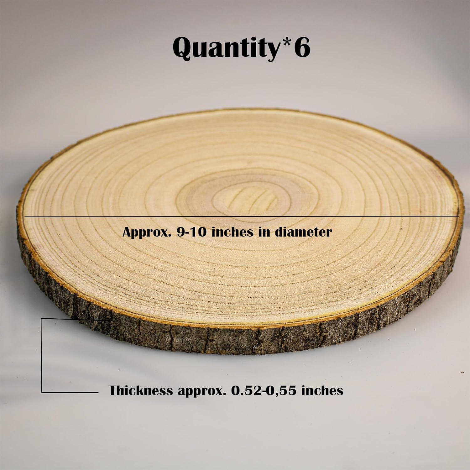 6pcs Large Wood Slices for Centerpieces 9-10 inches Wood Rounds for Tables Decor Rustic Wood Circles for DIY Crafts and Wedding Decor Round Wooden Discs Wood Slice Ornaments