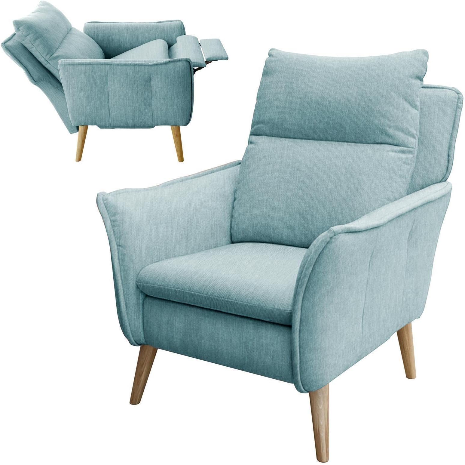 place to be Insideout motorised recliner chair with XXL back with remote control and battery sage M18631 with stain protection solid oak