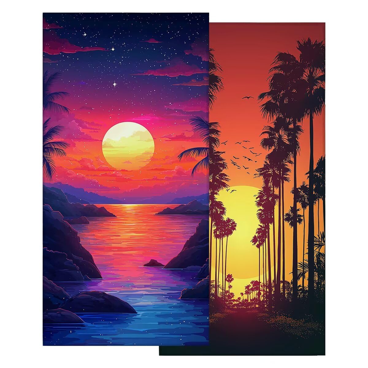 Toalla Playa 80x160 cm, Toalla Gimnasio Microfibra Secado Rapido, Juego de 2 Antiarena Toallas de Playa, Ligera Compacta Toallas Microfibra Grande para Viaje, Regalo Hombre Mujer (Paisaje) -5155