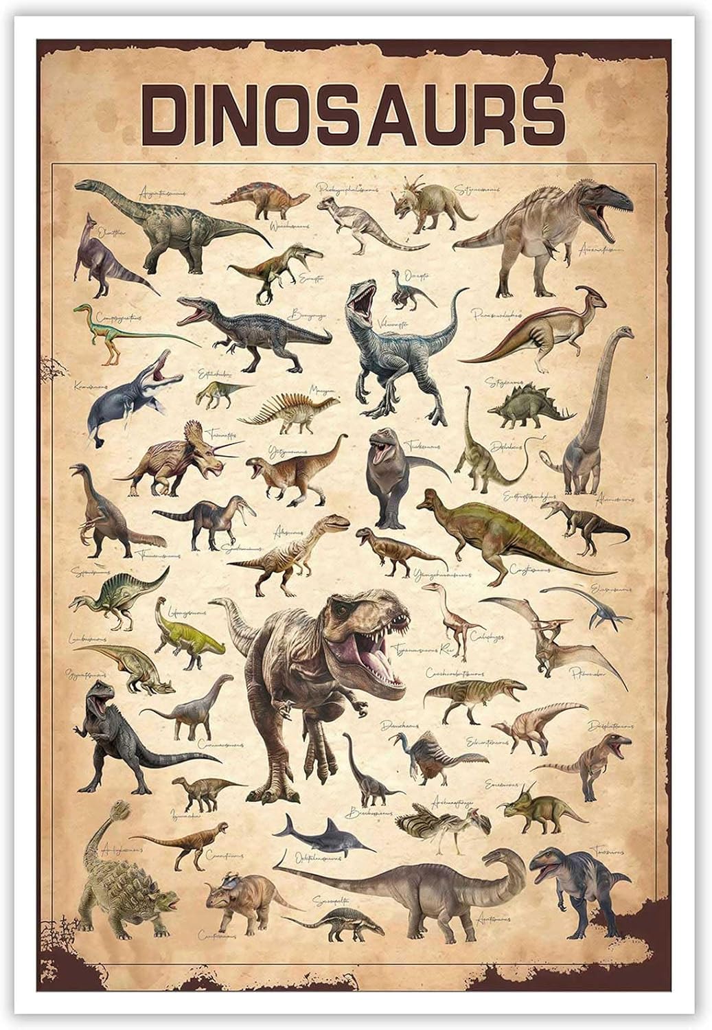 Dinosaur Posters Dinosaur Species Interesting Decorative Paintings Canvas Wall Art Living Room Posters Bedroom Paintings Suitable For Living Room Bedroom Office Decoration 24x36in Unframed