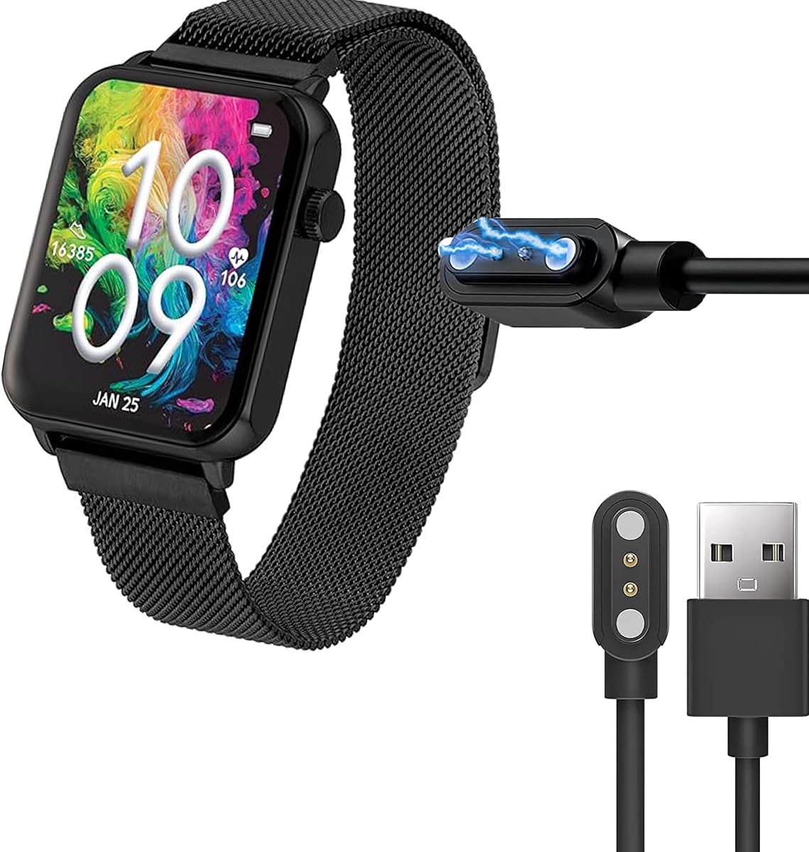 Compatible with Armitron Matrix Smartwatch Charger, Magnetic Replacement Charging Compatible for Armitron Connect Matrix, Lunar Smartwatch (Black, Type A)