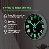 Zegar ścienny, świecący, sterowany radiowo, cichy, 30 cm, kwarcowy, nowoczesny, duży zegar ścienny, łatwy do odczytania, do pokoju, domu, kuchni, sypialni, biura, szkoły