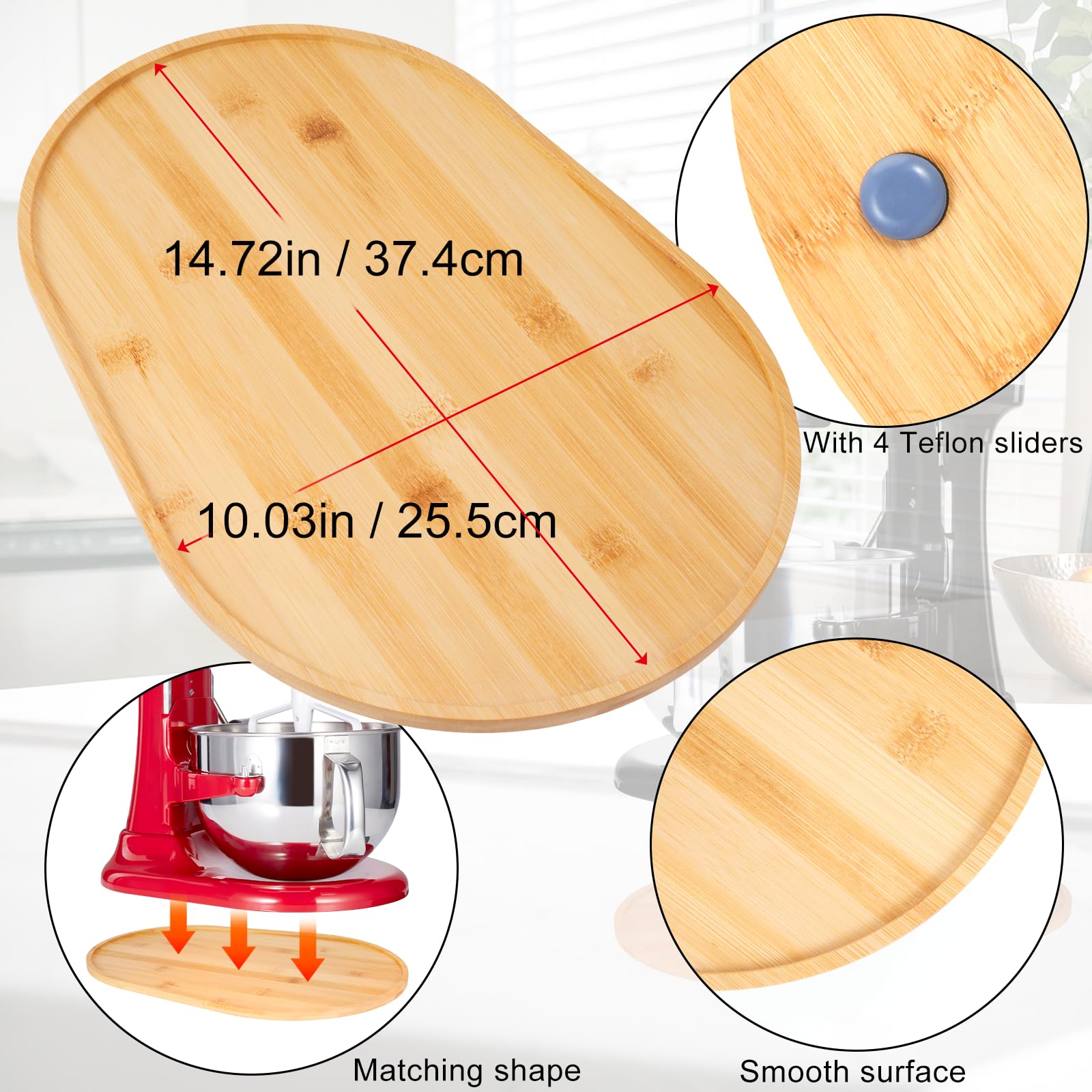 Bambus-Mixer-Schieber Für KitchenAid & Co. – Leichter Transport Von Standmixern (5–8 Qt)