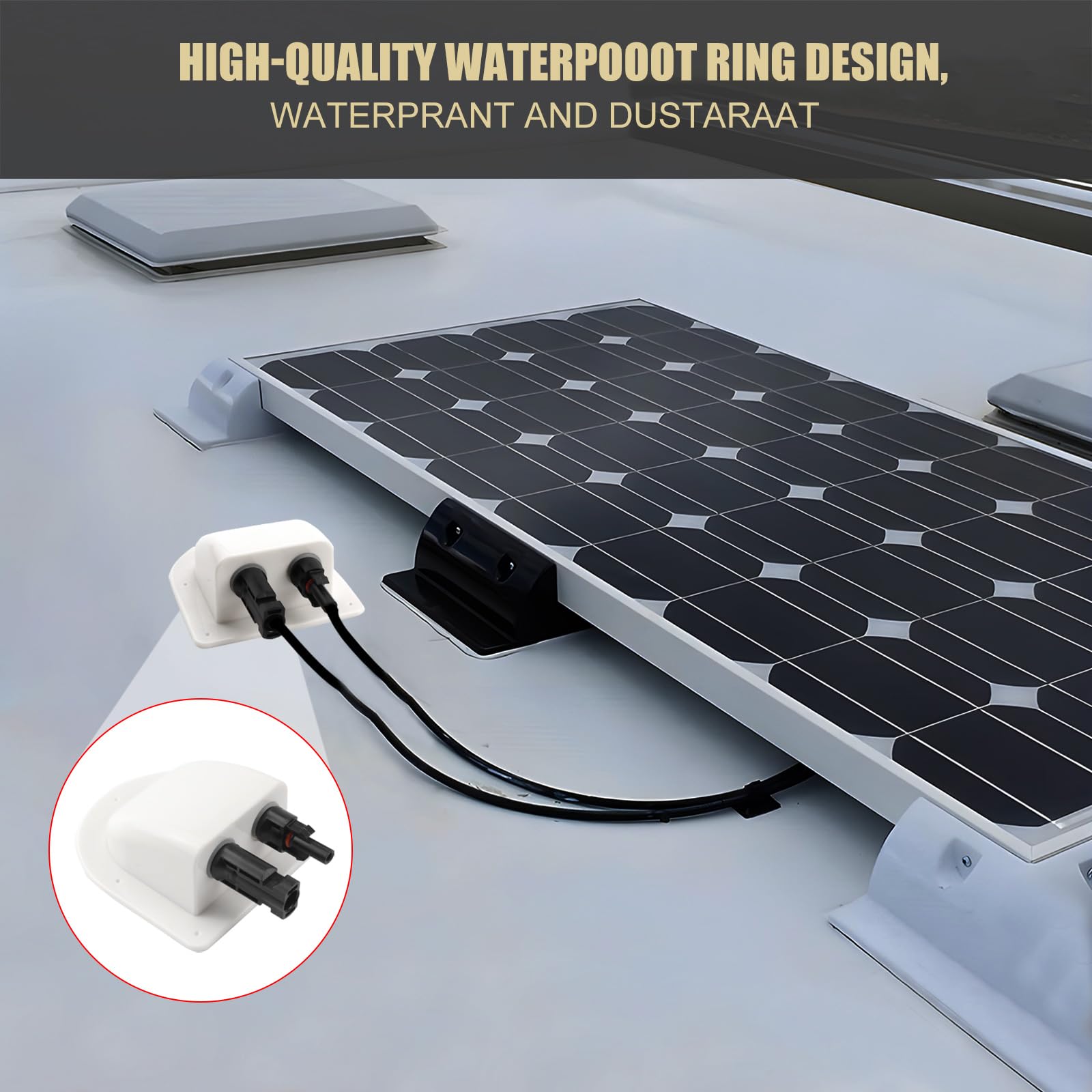 2 Pcs Passacavo Solare Doppio Ingresso Impermeabile per Passacavo Pannello Solare ABS for Cavi 6-12mm Fissaggio al Tetto per Cavi Solari Roulotte Barche Camper (bianco)
