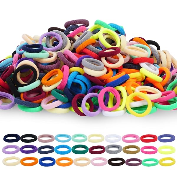 LuSeren 120 Pcs No Damage Hair Ties for Women Thick Hair, Large Soft Seamless Nylon Cloth Elastic Hair Ties Ponytail Hai