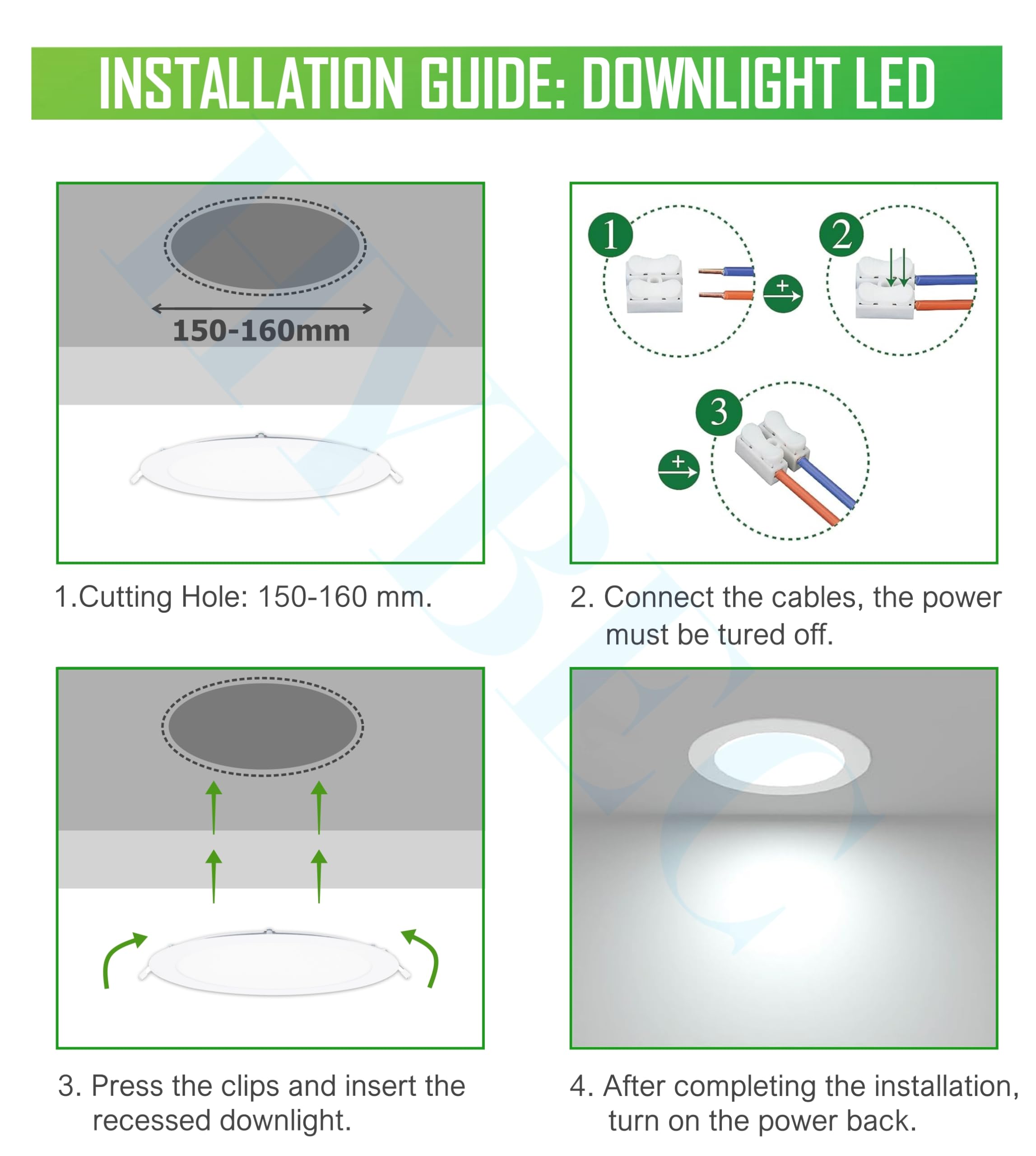 CLAR Hybec - Downlight et spot LED plafond encastrable, driver inclus, lumière froide 6000ºK 12W (Pack 10)