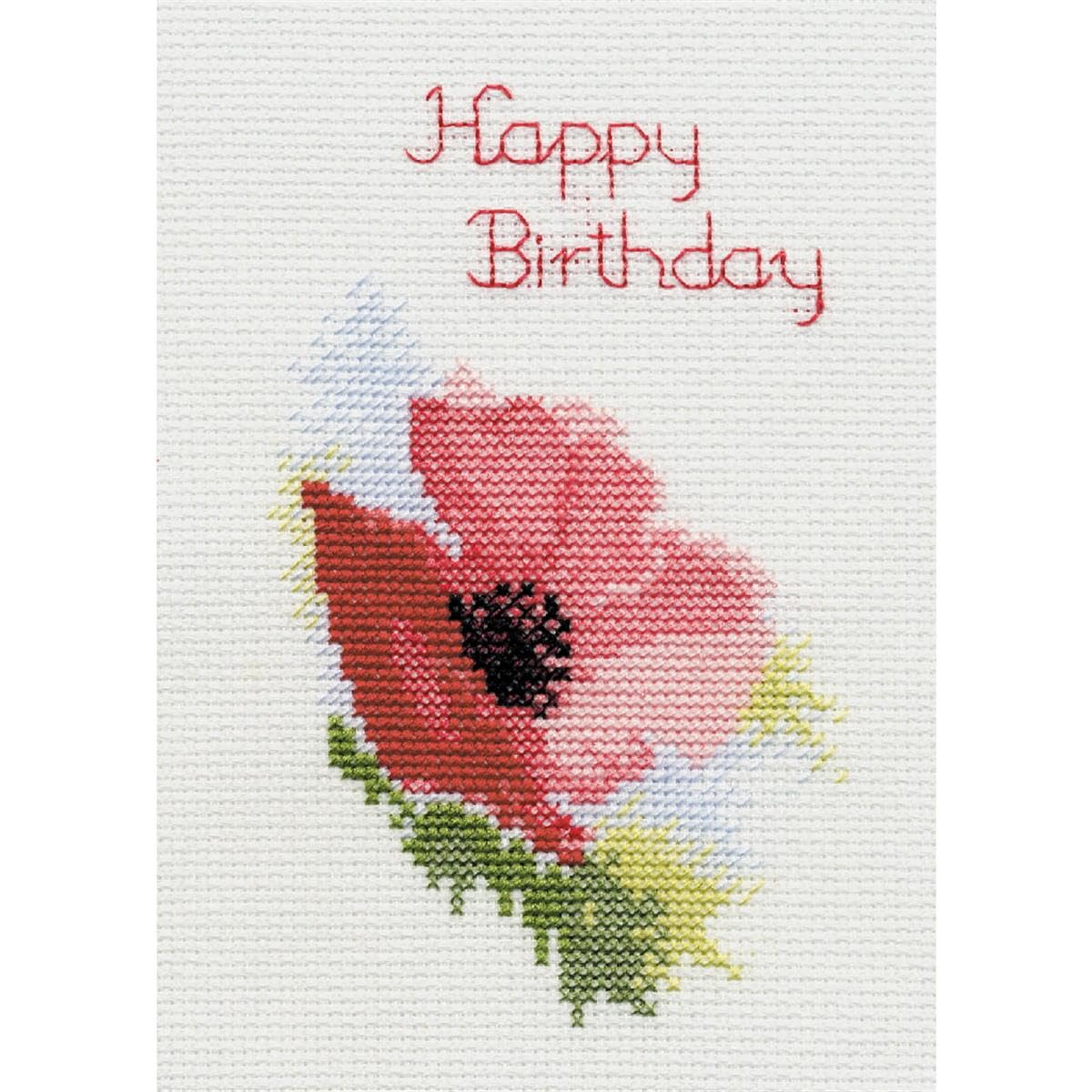 Bothy Threads greating card counted cross stitch Kit ""Poppy "", 9x13.3cm, DWCDG01