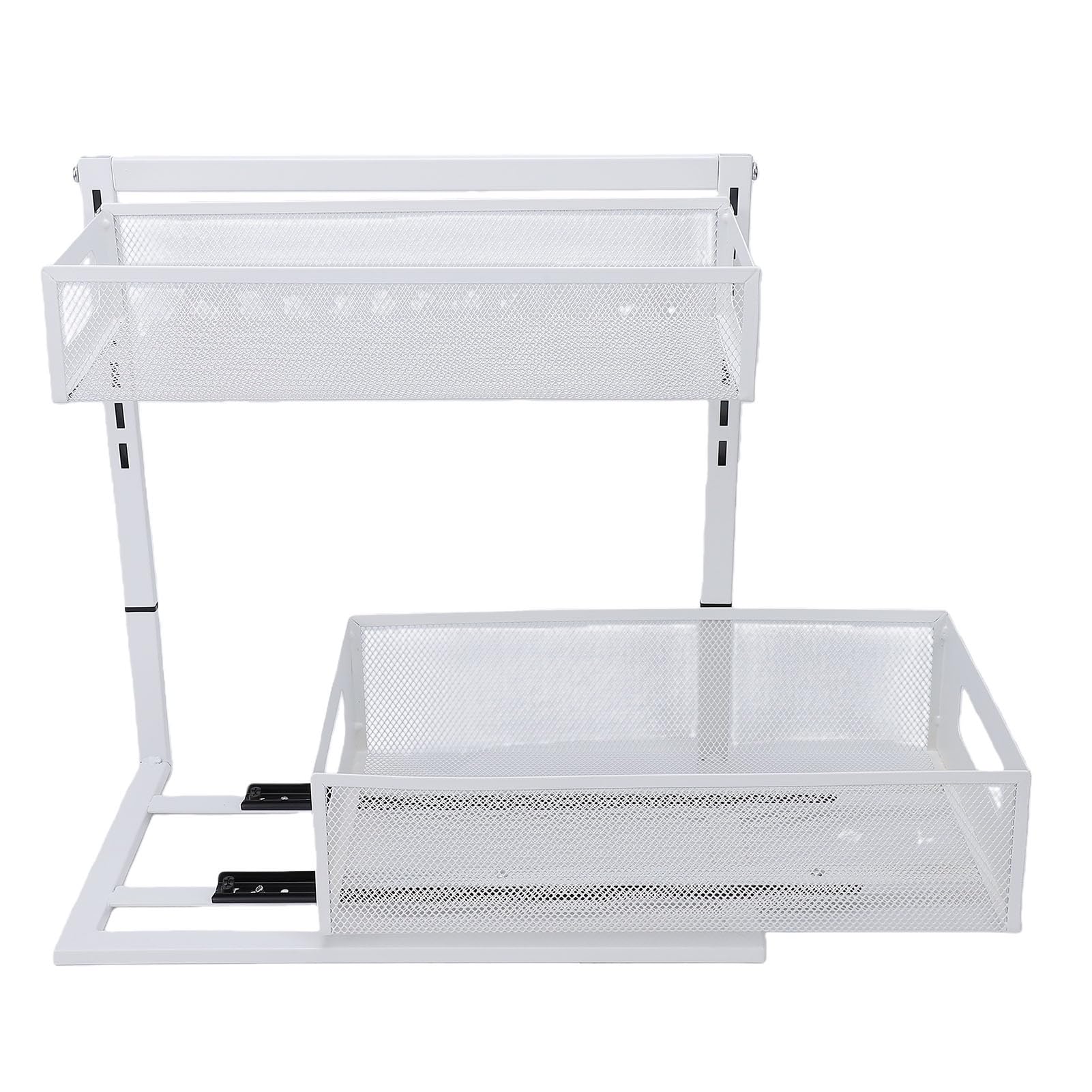 ViaGasaFamido Organizador bajo Fregadero Extraíble de 2 Niveles, Estante | Construcción de Acero Al Carbono, Soporta 100 Lb, Riel Deslizante Suave