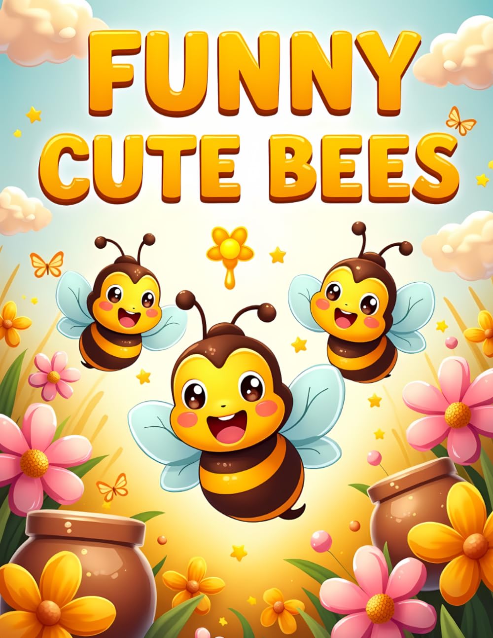 Funny Cute Bees: Cute Bee Coloring Book for Kids Ages 3–8 | Fun Garden Adventures and Easy Coloring Pages