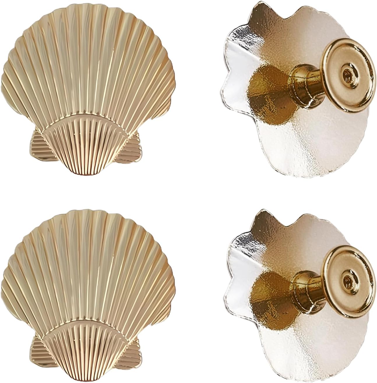 Seashell Cabinet Knobs, Coastal Drawer Knobs for Dresser Drawers, Black Cabinet Knobs for Wardrobe Cupboard Kitchen Pulls Handles Home Decorative Knob,4 PCS