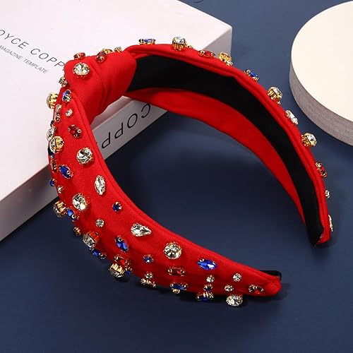 Vista 84 de NVENF Diademas anudadas con diamantes de imitación para mujer, diademas con cuentas de cristal, diadema con nudo superior, diademas de moda