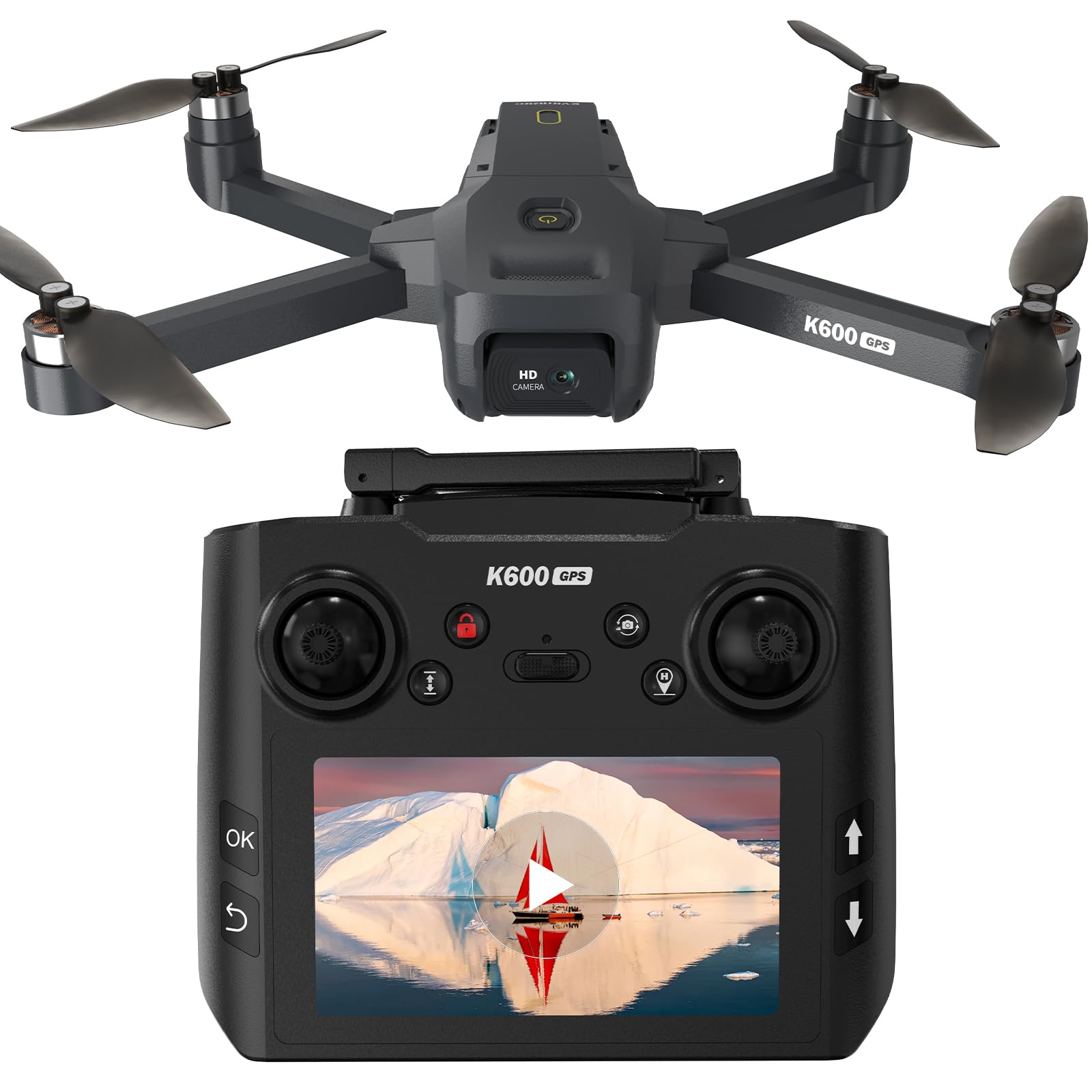 GPS Drone with EIS 1080P Camera, 4.5" FPV Screen, 5GHz Transmission Foldable Drone with B…