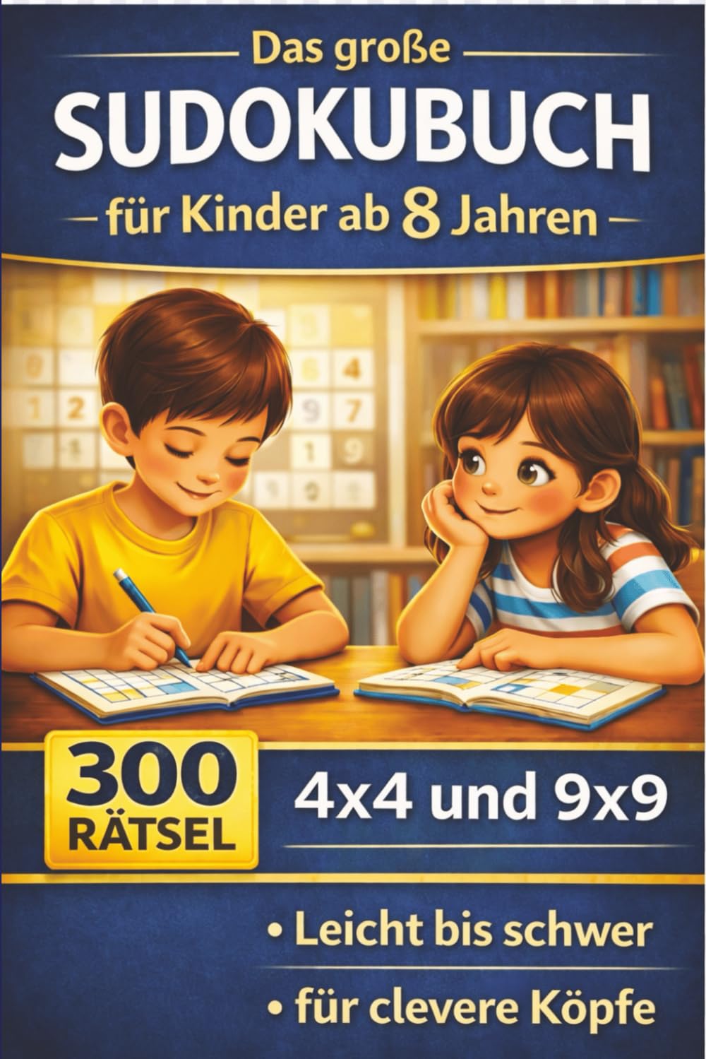 Das große Sudokubuch für Kinder ab 8 Jahren: 300 Rätsel · Leicht bis schwer · 4×4 & 9×9 · Fördert logisches Denken