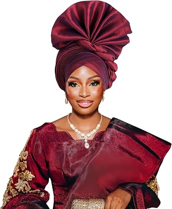 ASO OKE African Headpiece Nigerian Headwear,auto gele Nigerian Headwear,Headwraps for Woment,Monochrome Elastic Womens hat