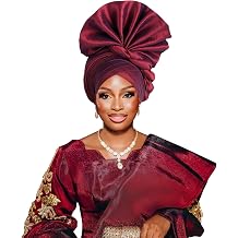 ASO OKE African Headpiece Nigerian Headwear,auto gele Nigerian Headwear,Headwraps for Woment,Monochrome Elastic Womens hat
