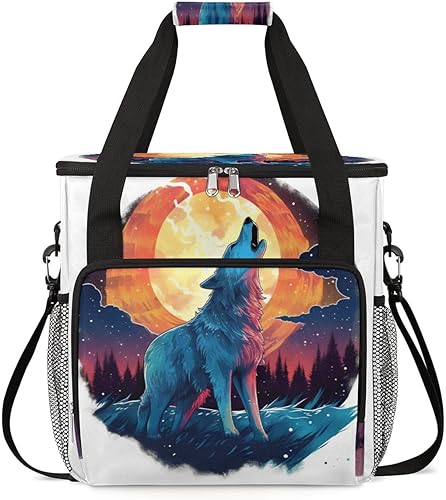 Wolf Howling - Bolsa de café para café, bolsa de almacenamiento de viaje Cool Wolf, compatible con Keurig K-Mini o K-Mini Plus, portátil, de una