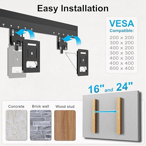Miniatura 6 de Soporte de pared ultra delgado para TV de 37 a 80 pulgadas, máximo 165 libras, soporte de pared de perfil bajo de 0.37 pulgadas, VESA 200 x