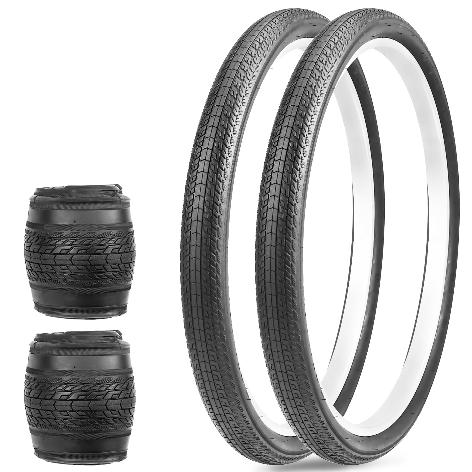 MEGHNA Bicycle Tyres Bike Tires Replacement Tyres: 20/24/26x1.75 Inch Folding Bike Tire for for Beach Cruiser Mountain Bikes MTB/BMX (2 Tires