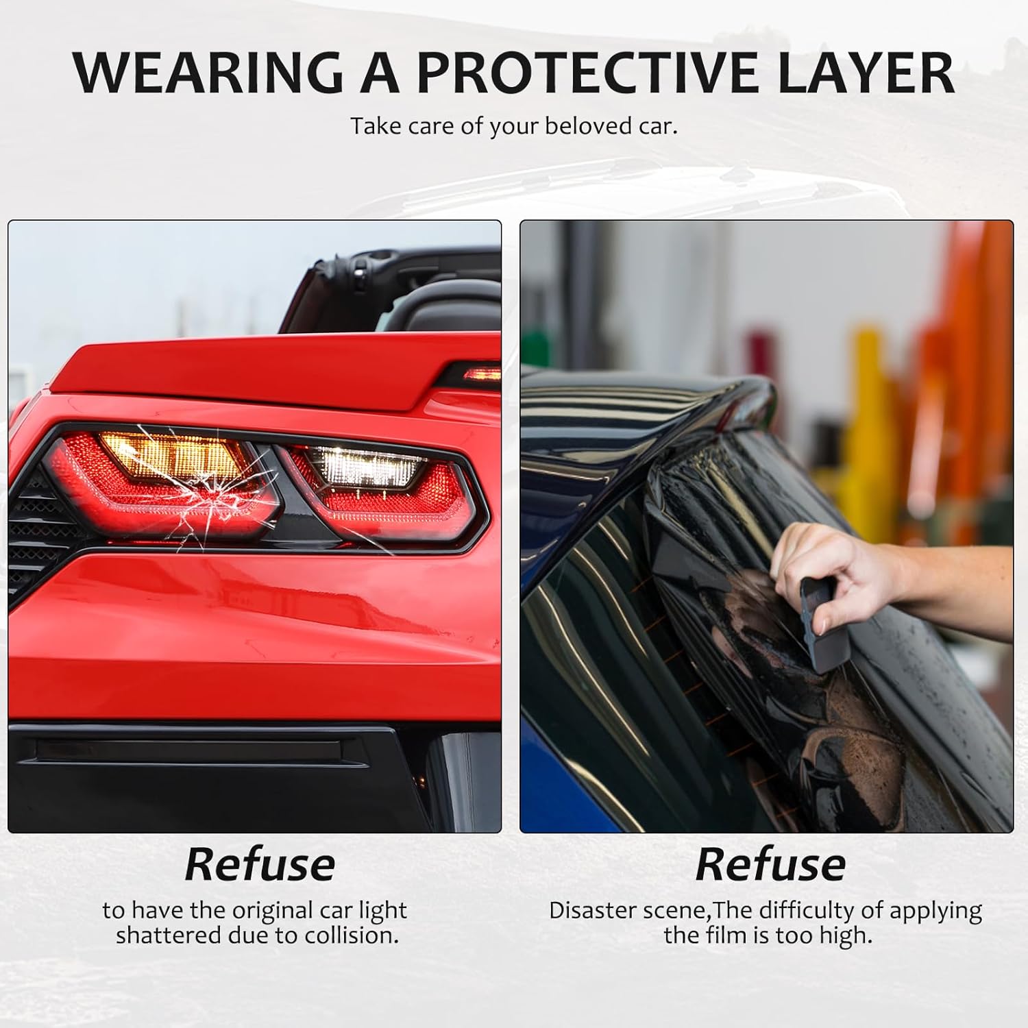 Rear Tail Lights Lamp Cover Trim Compatible with Chevrolet Corvette Stingray C7 Z51 Z06 2014-2019, ABS Tail Light Lamp Cover Guard Trim, Set of 4