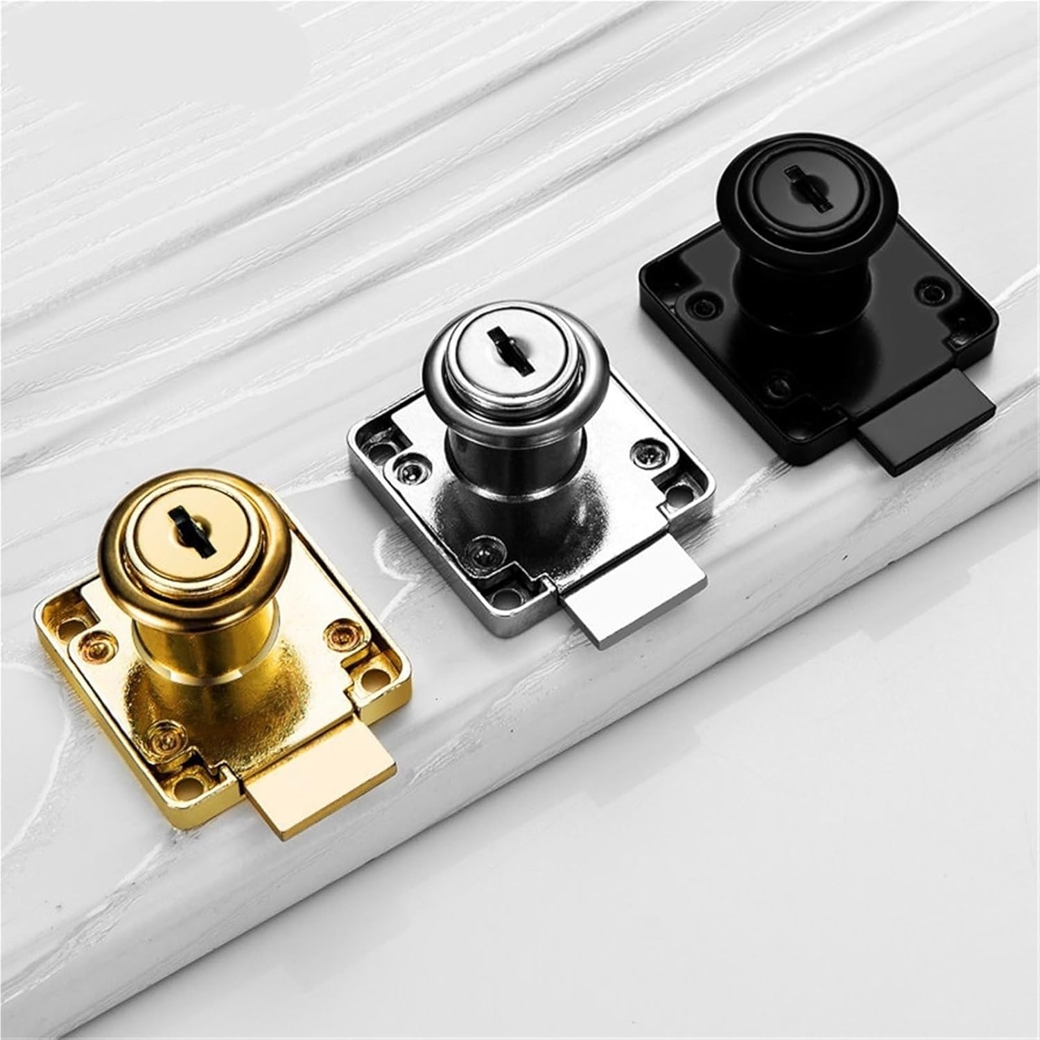 Desk Drawer Locks Furniture Drawer Locker Square Tongue Cabinet Lock Zinc Alloy Aafety Lock With Lock 1Pcs(Gold 19X22MM)