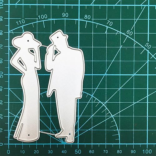 Miniatura 2 de LZBRDY Troqueles de corte de metal para parejas y hombres con sombrero en relieve para álbumes de recortes, tarjetas, cumpleaños, Navidad,