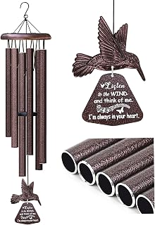 Synhonty Sympathy Wind Chimes with Hummingbird Spinner - Memorial Gift for Loss of Loved One, Mother, Father, Husband, Soothing Remembrance