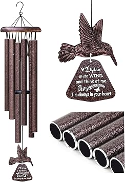 Memorial Wind Chimes with Hummingbird,Sympathy Gifts for Loss of Loved One,Windchimes in memory of a loved one prime,Condolences Remembrance Bereavement Funeral gift