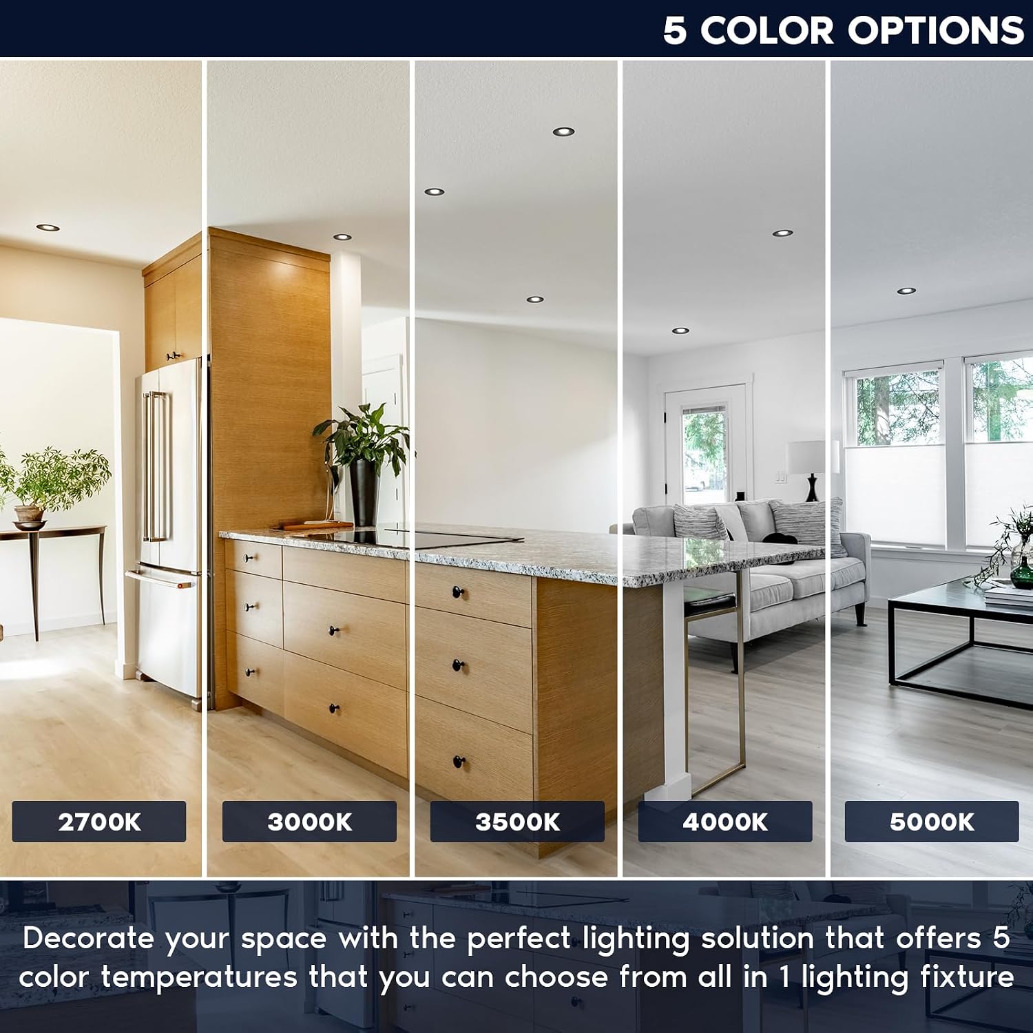 LUXRITE 6 Inch LED Recessed Light, Regressed Spotlight with Round Black Interchangeable Trim, 22W, 1800LM, 5CCT 2700K–5000K, 60° Beam, Dimmable, Twist-N-Lock, CRI90, Wet & IC Rated, ETL (4 Pack)