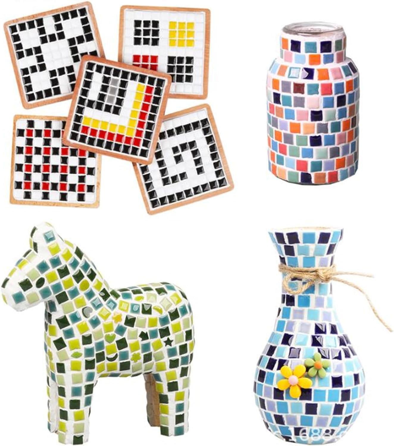 Azulejos cuadrados de mosaico de cerámica de 500 g, 500 piezas de 1 x 1 cm, hechas a mano, piezas creativas de micro mosaico para amantes, proyectos de mosaico de bricolaje y decoración del hogar