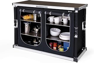 BERGER Tampere L - Armario de camping plegable con compartimentos de almacenamiento, incluye bolsa de transporte, para exteriores, camping, cocina, camping, plegable, con estructura de aluminio