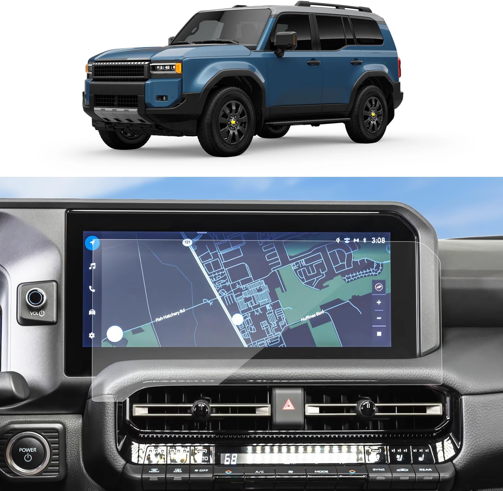 SKTU 2-Pack 12.3-Inch Screen Protector for 2024/2025 Toyota Land Cruiser (First Edition) Navigation Display