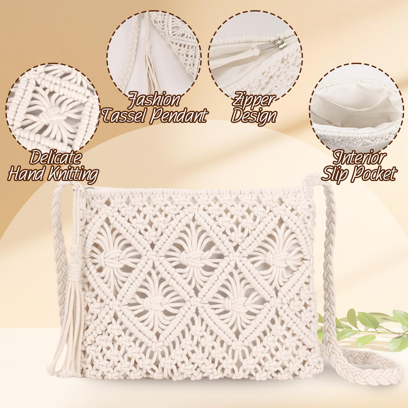Borsa Paglia Donna Estiva Borse in Paglia a Tracolla Bohemien Tessuto a Uncinetto, Borsa Rafia Donna mare Viaggio e uso Quotidiano