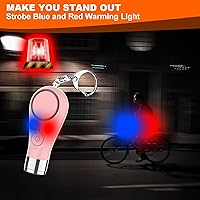 Vista 4 de Alarmas personales para mujer, alarma de seguridad personal para mujeres, alarma personal con sirena de 135 DB, luces de calentamiento rojas y Rosado