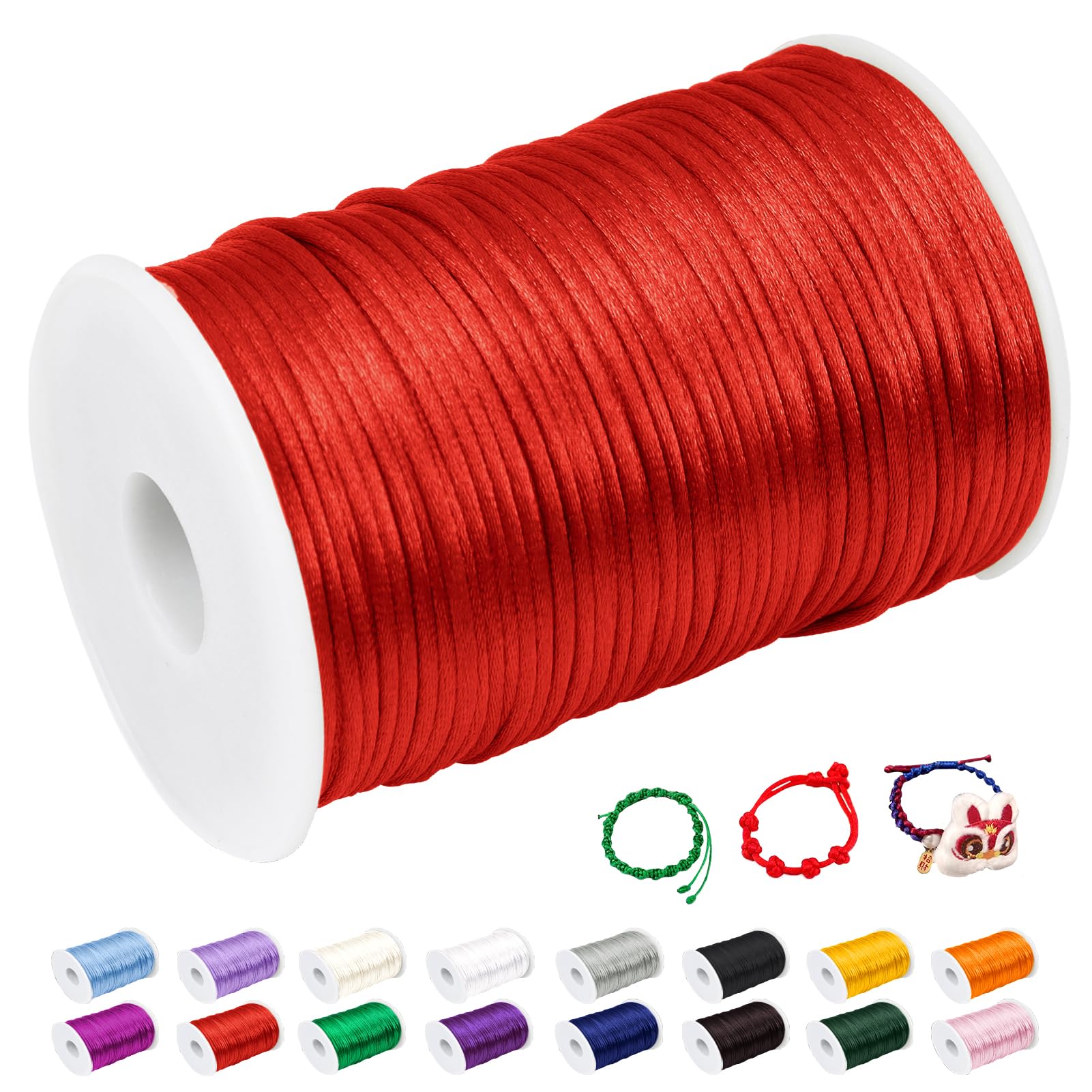 Hilo de nailon rojo Camal de 2 mm y 100 m de largo para crear pulseras y manualidades