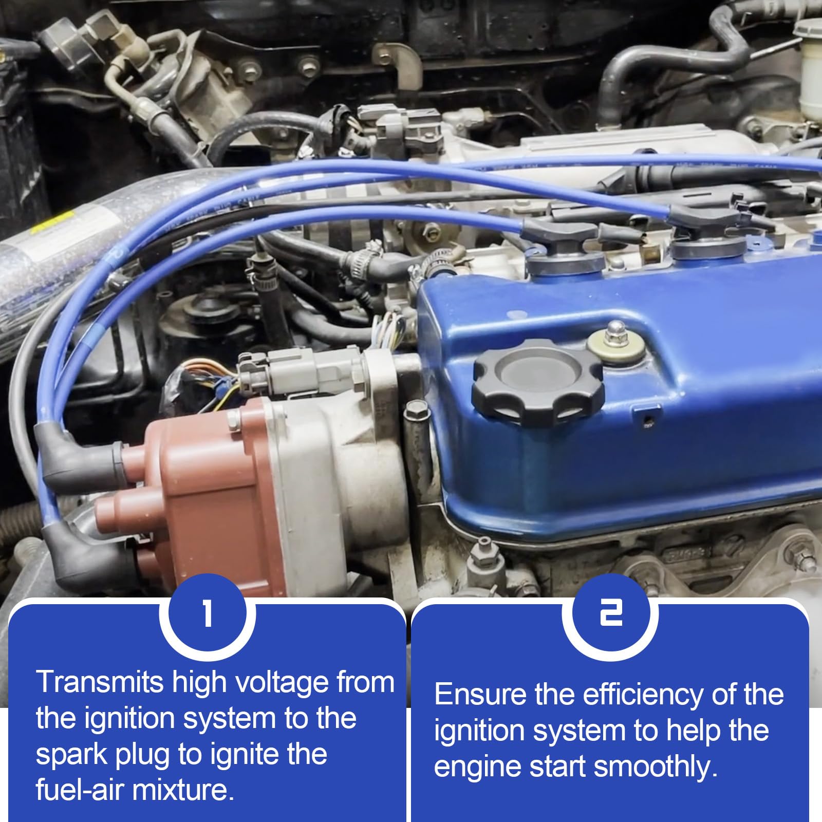 NGK HE76 Engine Spark Plug Ignition Wires Fits: Honda Civic / Del Sol