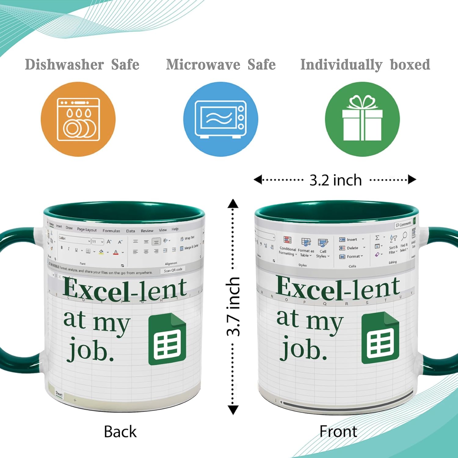 Funny Accountant Mug - Unique Spreadsheet Design Ceramic Coffee Cup for CPA & Finance Professionals | Novelty Christmas Gift for Coworkers, Accounting Boss | 11 oz -54 - Image 3